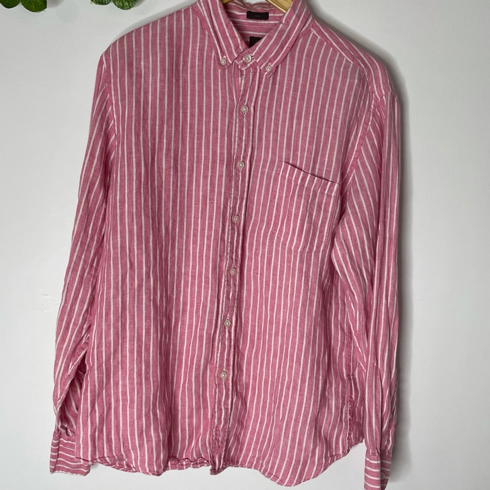 J-Crew Mens Striped button up Long Sleeve Shirt